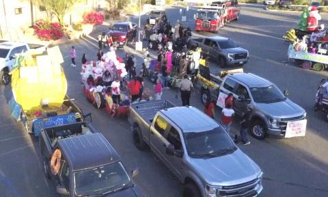 Homecoming floats and their riders stage at the Noli Indian School parking lot for the parade to The Oaks Oct. 20 Homecoming floats and their riders stage at the Noli Indian School parking lot for the parade to The Oaks Oct. 20