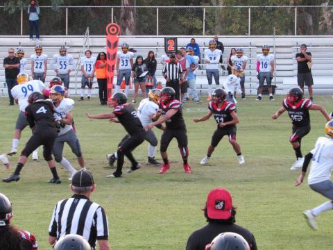 The Noli Indian School Braves take on the West Shores Wildcats during the Homecoming game at The Oaks stadium, Sept. 12. Soboba Band of Luiseño Indians photo The Noli Indian School Braves take on the West Shores Wildcats during the Homecoming game at The Oaks stadium, Sept. 12. Soboba Band of Luiseño Indians photo