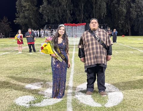 Junior Class Princess Luisa Rivera and Junior Class Prince Raymond Russell are introduced at halftime during Noli Indian School’s homecoming game, Oct. 20 Junior Class Princess Luisa Rivera and Junior Class Prince Raymond Russell are introduced at halftime during Noli Indian School’s homecoming game, Oct. 20
