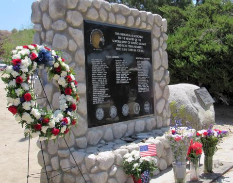 A memorial at the Soboba Cemetery was the site for a ceremony honoring the memory of tribal veterans A memorial at the Soboba Cemetery was the site for a ceremony honoring the memory of tribal veterans