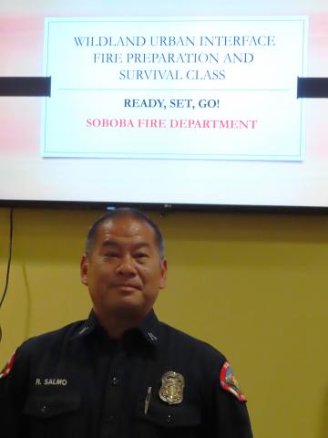 Soboba Fire Captain Roger Salmo offered three fire safety classes in June to help Soboba Indian Reservation residents and employees prepare for emergencies Soboba Fire Captain Roger Salmo offered three fire safety classes in June to help Soboba Indian Reservation residents and employees prepare for emergencies