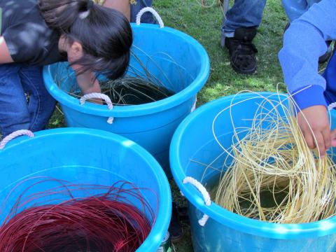 Those wanting to learn basket-weaving techniques at Soboba’s annual Fiesta on May 18, chose artificial reeds of natural tan, red or green to start their baskets Those wanting to learn basket-weaving techniques at Soboba’s annual Fiesta on May 18, chose artificial reeds of natural tan, red or green to start their baskets
