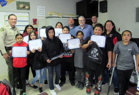 Noli Indian School sixth-graders who successfully completed a 12-week L.E.A.D. program were celebrated at a party on Feb. 7 at the Soboba Indian Reservation school
