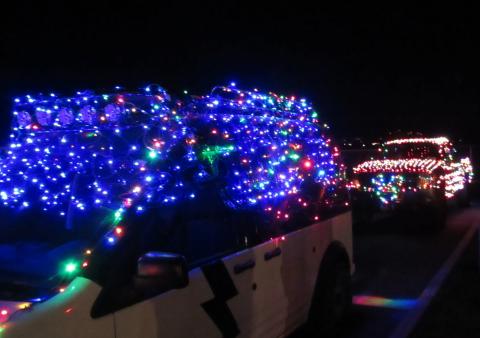 Junior Medina’s vehicle, at left, and Wayne Nelson’s pickup truck were among the top three winners of the Light Parade contest held as part of the second annual Soboba Parks and Recreation Tree Lighting Ceremony and Light Parade on Dec. 19 Junior Medina’s vehicle, at left, and Wayne Nelson’s pickup truck were among the top three winners of the Light Parade contest held as part of the second annual Soboba Parks and Recreation Tree Lighting Ceremony and Light Parade on Dec. 19