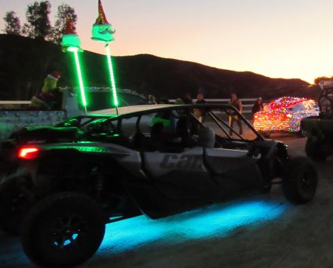 Eric Adame went all out with lights above and below his RZR as one of the entrants in the light parade at the Soboba Reservation on Dec. 19 Eric Adame went all out with lights above and below his RZR as one of the entrants in the light parade at the Soboba Reservation on Dec. 19