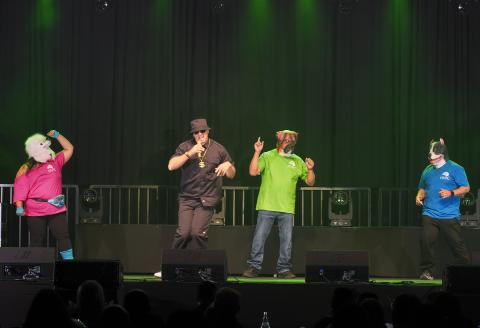 Staff members from the Hemet Valley Recovery Center Alumni get into character for their performance of the Affirmation Song, featuring Snoop Dogg Staff members from the Hemet Valley Recovery Center Alumni get into character for their performance of the Affirmation Song, featuring Snoop Dogg