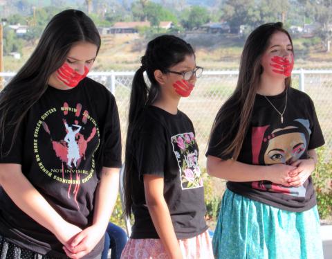 Bird Dancers joined with Bird Singers during an event to bring awareness to the cause of Missing and Murdered Indigenous Women on May 5 at the Soboba Sports Complex Bird Dancers joined with Bird Singers during an event to bring awareness to the cause of Missing and Murdered Indigenous Women on May 5 at the Soboba Sports Complex