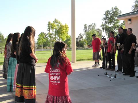 Bird singers and dancers gathered at Soboba Sports Complex to support the MMIW cause on May 5, which is designated as Missing and Murdered Indigenous Women’s Day Bird singers and dancers gathered at Soboba Sports Complex to support the MMIW cause on May 5, which is designated as Missing and Murdered Indigenous Women’s Day