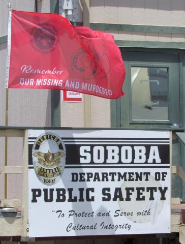 A flag was flown at Soboba’s Department of Public Safety department for a week to show support of MMIW awareness A flag was flown at Soboba’s Department of Public Safety department for a week to show support of MMIW awareness