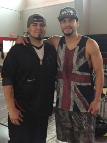 Soboba Sports Complex’s Ricardo Macias, left with Native American film star Martin Sensmeier Soboba Sports Complex’s Ricardo Macias, left with Native American film star Martin Sensmeier