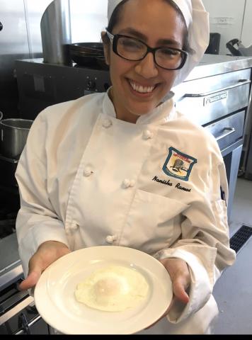 Nanisha Ramos is all smiles in the kitchen as she prepares dishes during her classes at the Riverside City College Culinary Academy Nanisha Ramos is all smiles in the kitchen as she prepares dishes during her classes at the Riverside City College Culinary Academy