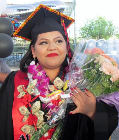 Noli Indian School salutatorian Evelyn Modesto following the commencement ceremony at Soboba Outdoor Arena on June 6 Noli Indian School salutatorian Evelyn Modesto following the commencement ceremony at Soboba Outdoor Arena on June 6