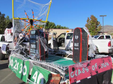 The Class of 2024 placed second at Noli Indian School’s Homecoming Parade float contest for its Zombie Area design The Class of 2024 placed second at Noli Indian School’s Homecoming Parade float contest for its Zombie Area design