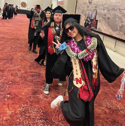 Noli Indian School seniors are excited to begin their commencement ceremony on May 30 at the Soboba Casino Resort Event Center Noli Indian School seniors are excited to begin their commencement ceremony on May 30 at the Soboba Casino Resort Event Center