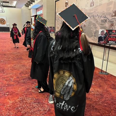 Noli Indian School seniors prepare to enter the Soboba Casino Resort Event Center to receive their diplomas on May 30 Noli Indian School seniors prepare to enter the Soboba Casino Resort Event Center to receive their diplomas on May 30