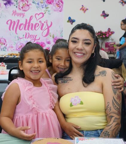 Willow and Nu$uun Valdez with their mom Onya Rosales at the tea party, May 8 Willow and Nu$uun Valdez with their mom Onya Rosales at the tea party, May 8