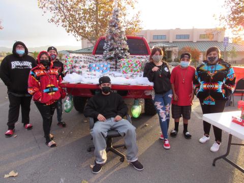 Soboba Youth Council set up their decorated truck at the Soboba drive-thru Christmas Party on Dec. 12 and also participated in the annual light parade that followed where they won first place for their efforts. From left, Jesse Venegas, Ciara Ramos, Crystal Devore, Jeremiah Ramos, Tatiana Briones, Daniel Valdez and Iyana Briones. Not pictured: April Vallejo and Edwin Muro Soboba Youth Council set up their decorated truck at the Soboba drive-thru Christmas Party on Dec. 12 and also participated in the annual light parade that followed where they won first place for their efforts. From left, Jesse Venegas, Ciara Ramos, Crystal Devore, Jeremiah Ramos, Tatiana Briones, Daniel Valdez and Iyana Briones. Not pictured: April Vallejo and Edwin Muro