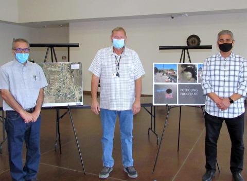 A Soboba Public Works Community Outreach Event on Oct. 6 was hosted by, from left, ERSC (Engineering Resources of Southern California Inc.) Project Engineer Reza Toorzani, Public Works Director Ken McLaughlin and ERSC Project Manager Zoe Ahmadi A Soboba Public Works Community Outreach Event on Oct. 6 was hosted by, from left, ERSC (Engineering Resources of Southern California Inc.) Project Engineer Reza Toorzani, Public Works Director Ken McLaughlin and ERSC Project Manager Zoe Ahmadi