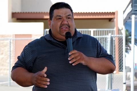 Soboba Tribal Council Vice Chairman Isaiah Vivanco shares a little history behind the $1 million donation to the San Jacinto Unified School District to help fund a pool at the high school during a groundbreaking ceremony on June 6 Soboba Tribal Council Vice Chairman Isaiah Vivanco shares a little history behind the $1 million donation to the San Jacinto Unified School District to help fund a pool at the high school during a groundbreaking ceremony on June 6