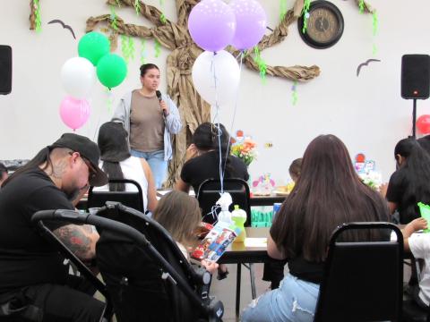 Pre-K Instructional Aide Alaina Adkins leads Bingo games as part of the Soboba Tribal Preschool’s Potty Training Event Pre-K Instructional Aide Alaina Adkins leads Bingo games as part of the Soboba Tribal Preschool’s Potty Training Event
