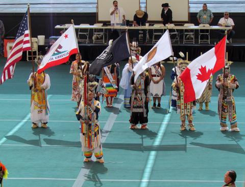 Saturday’s Grand Entry at the 21st annual Soboba Inter-Tribal Powwow was led by an Eagle staff and color guard Saturday’s Grand Entry at the 21st annual Soboba Inter-Tribal Powwow was led by an Eagle staff and color guard