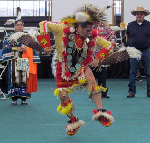 Rod Atcheynum demonstrates his world champion Men’s Prairie Dance at the 21st annual Soboba Inter-Tribal Powwow preview for local schoolchildren on Friday, Sept. 15 Rod Atcheynum demonstrates his world champion Men’s Prairie Dance at the 21st annual Soboba Inter-Tribal Powwow preview for local schoolchildren on Friday, Sept. 15