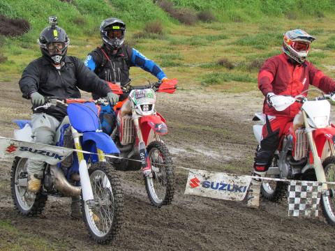 Three of more than 400 riders get ready to start the 38th annual Soboba Trail Ride. Several wore helmet mounted cameras to capture the scenery along the 30+ mile route Three of more than 400 riders get ready to start the 38th annual Soboba Trail Ride. Several wore helmet mounted cameras to capture the scenery along the 30+ mile route