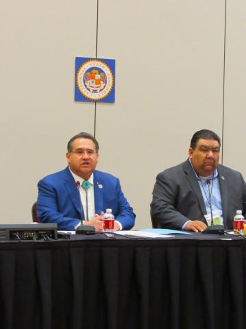 Assemblymember James C. Ramos and Soboba Band of Luiseño Indians Chairman Isaiah Vivanco at the California Indian Education Act Roundtable on Dec. 12 at the Soboba Casino Resort Event Center