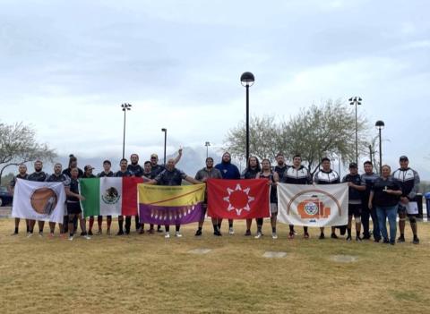 Players from many different Nations play with the Indigenous Warriors Rugby Club. Here, at a December event in Arizona, Brandon and Dustin Karnes are at the far left representing the Soboba Band of Luiseño Indians Players from many different Nations play with the Indigenous Warriors Rugby Club. Here, at a December event in Arizona, Brandon and Dustin Karnes are at the far left representing the Soboba Band of Luiseño Indians