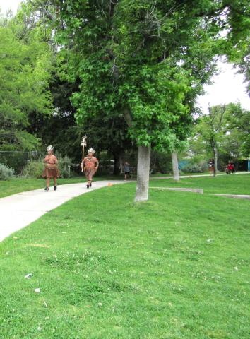 Gavin Avila, left, and Robert Villalobos, members of the Nukwáanish Singers and Dancers from the Pechanga Band of Indians participate with family in the Kids 3K event Gavin Avila, left, and Robert Villalobos, members of the Nukwáanish Singers and Dancers from the Pechanga Band of Indians participate with family in the Kids 3K event