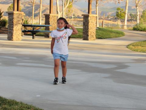Tónla Hurtado Laurenzana, 5, makes her way around the softball field during a recent practice for members of the Inter Tribal Sports Cross Country team from Soboba Tónla Hurtado Laurenzana, 5, makes her way around the softball field during a recent practice for members of the Inter Tribal Sports Cross Country team from Soboba