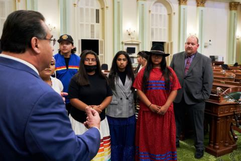Assemblymember James Ramos talks with Soboba Tribal Members during a tour of the Assembly floor on March 23 Assemblymember James Ramos talks with Soboba Tribal Members during a tour of the Assembly floor on March 23