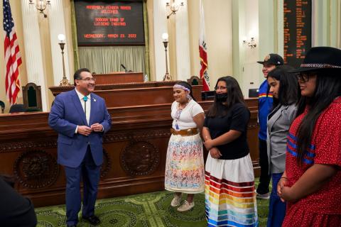 Assemblymember James Ramos welcomed several young Soboba Tribal Members to Sacramento as they showed their support for his legislation, the California Indian Education Act Assemblymember James Ramos welcomed several young Soboba Tribal Members to Sacramento as they showed their support for his legislation, the California Indian Education Act