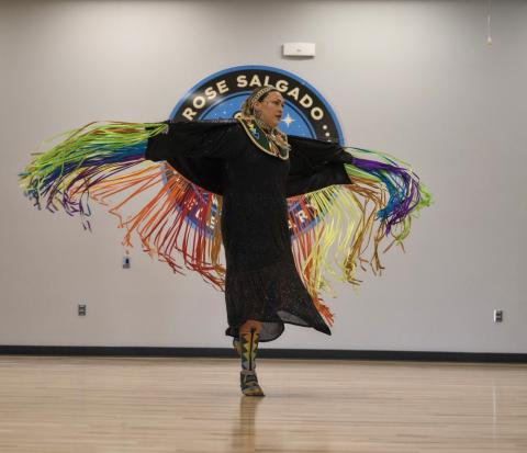 Soboba Tribal Member Tekla Diaz shares a traditional Fancy Shawl dance at the ribbon-cutting ceremony for Rose Salgado Elementary. Photo courtesy of StylePhotography by Alex Tapia Soboba Tribal Member Tekla Diaz shares a traditional Fancy Shawl dance at the ribbon-cutting ceremony for Rose Salgado Elementary. Photo courtesy of StylePhotography by Alex Tapia
