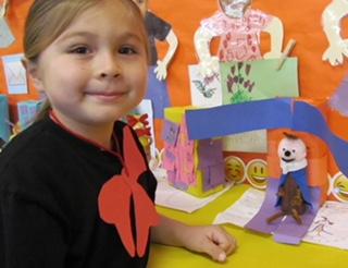 Samuel Venegas created Mayor Bee, using an old sock to make a blue robe Samuel Venegas created Mayor Bee, using an old sock to make a blue robe