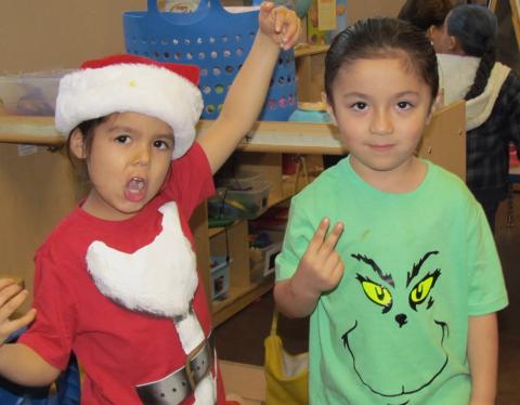 Zeke Velazquez as Santa Claus and John Lopez as The Grinch helped celebrate Dr. Seuss’ birthday at the Soboba Tribal Preschool Zeke Velazquez as Santa Claus and John Lopez as The Grinch helped celebrate Dr. Seuss’ birthday at the Soboba Tribal Preschool