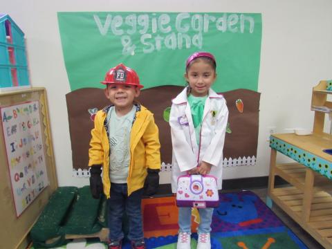 Fireman Kut Vega-Castello and Doctor Aurora Lopez share their career aspirations with their Pre-K classmates on March 14 Fireman Kut Vega-Castello and Doctor Aurora Lopez share their career aspirations with their Pre-K classmates on March 14