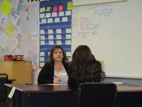 Lynn Saenz, who works at Soboba’s Human Resources Department, was happy to bring her expertise to Noli Indian School during its recent Interview Skills Day for students Lynn Saenz, who works at Soboba’s Human Resources Department, was happy to bring her expertise to Noli Indian School during its recent Interview Skills Day for students