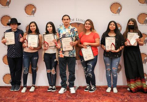 Students receiving Silver Achievement awards on July 25 are, from left, Agustin Salgado-Galvan, Luisa Rivera, Francisca Rivera, Frank Manuel Moreno, Jocie Yepa, So’a Nelson and Tatiana Briones Students receiving Silver Achievement awards on July 25 are, from left, Agustin Salgado-Galvan, Luisa Rivera, Francisca Rivera, Frank Manuel Moreno, Jocie Yepa, So’a Nelson and Tatiana Briones