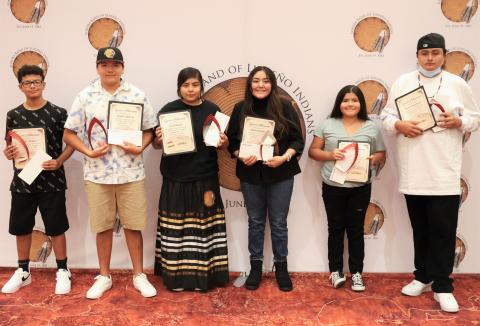 Soboba students recognized with Gold Achievement awards are, from left, Elijah Vazquez, Daniel Valdez Jr., Iyana Briones, Jayden Basquez, Myah Saenz and Soowut Rodriguez Soboba students recognized with Gold Achievement awards are, from left, Elijah Vazquez, Daniel Valdez Jr., Iyana Briones, Jayden Basquez, Myah Saenz and Soowut Rodriguez
