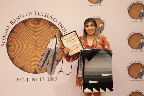 College graduate Sierra Vivanco at Soboba’s Academic Achievement Awards Ceremony on July 25. She earned her Bachelor of Arts degree from California State University, San Marcos College graduate Sierra Vivanco at Soboba’s Academic Achievement Awards Ceremony on July 25. She earned her Bachelor of Arts degree from California State University, San Marcos