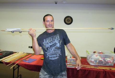 Instructor Tony Soares shows how arrows and spears were sometimes launched in pre-bow days using an atlatl Instructor Tony Soares shows how arrows and spears were sometimes launched in pre-bow days using an atlatl