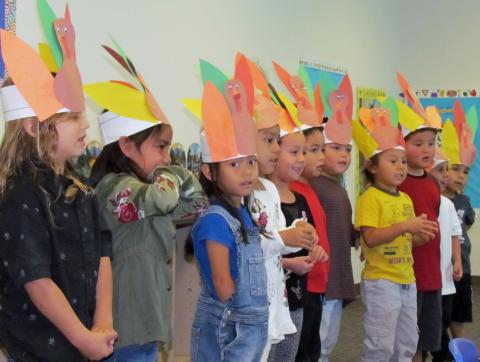 Soboba Tribal Preschool Pre-Kindergarten students performed a song for family members before enjoying turkey and all the trimmings on Nov. 16, prior to a weeklong holiday break Soboba Tribal Preschool Pre-Kindergarten students performed a song for family members before enjoying turkey and all the trimmings on Nov. 16, prior to a weeklong holiday break