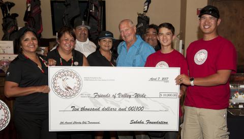 Soboba Foundation members present a check for $10,000 to The Friends of Valley-Wide Foundation at last year’s charity golf tournament Soboba Foundation members present a check for $10,000 to The Friends of Valley-Wide Foundation at last year’s charity golf tournament
