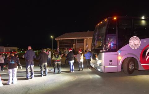 Hundreds of volunteers unstuff the bus at San Jacinto Unified School District’s warehouse as part of the Soboba Foundation’s toy distribution event, Dec. 9 Hundreds of volunteers unstuff the bus at San Jacinto Unified School District’s warehouse as part of the Soboba Foundation’s toy distribution event, Dec. 9