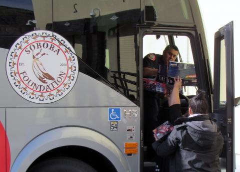Several volunteers helped load a Soboba Band of Luiseño Indians’ bus with toys collected at the annual Soboba Gives Back! Toy Drive Several volunteers helped load a Soboba Band of Luiseño Indians’ bus with toys collected at the annual Soboba Gives Back! Toy Drive