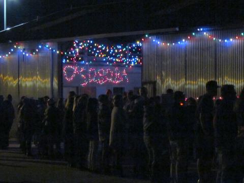 About 200 community members braved the cold and dark to help “Unstuff the Bus” of toys donated from Soboba Gives Back Toy Drive to San Jacinto Unified School District on Nov. 26 About 200 community members braved the cold and dark to help “Unstuff the Bus” of toys donated from Soboba Gives Back Toy Drive to San Jacinto Unified School District on Nov. 26