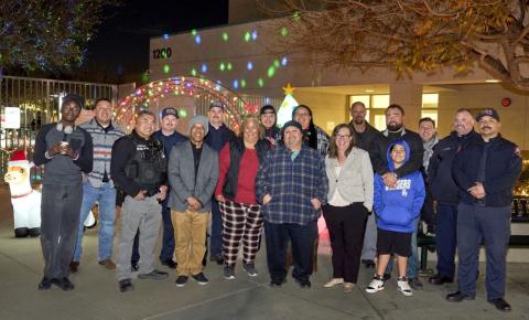 Several of the volunteers who helped Unstuff the Bus at Tahquitz High School pose for a group photo Several of the volunteers who helped Unstuff the Bus at Tahquitz High School pose for a group photo