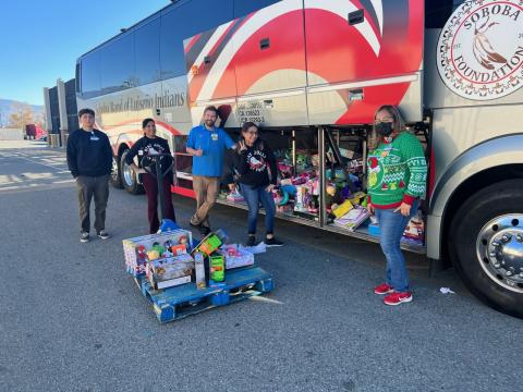 Walmart team members prepare the Soboba bus for an event at Tahquitz High School by loading it with 1,000 new toys from the San Jacinto Walmart, Dec. 8 Walmart team members prepare the Soboba bus for an event at Tahquitz High School by loading it with 1,000 new toys from the San Jacinto Walmart, Dec. 8