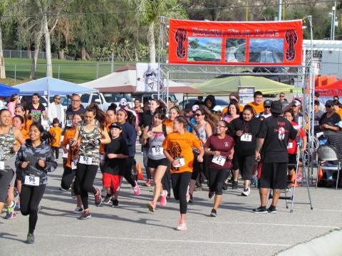 Participants are excited at the start of a Soboba Trail Race 5K run Participants are excited at the start of a Soboba Trail Race 5K run
